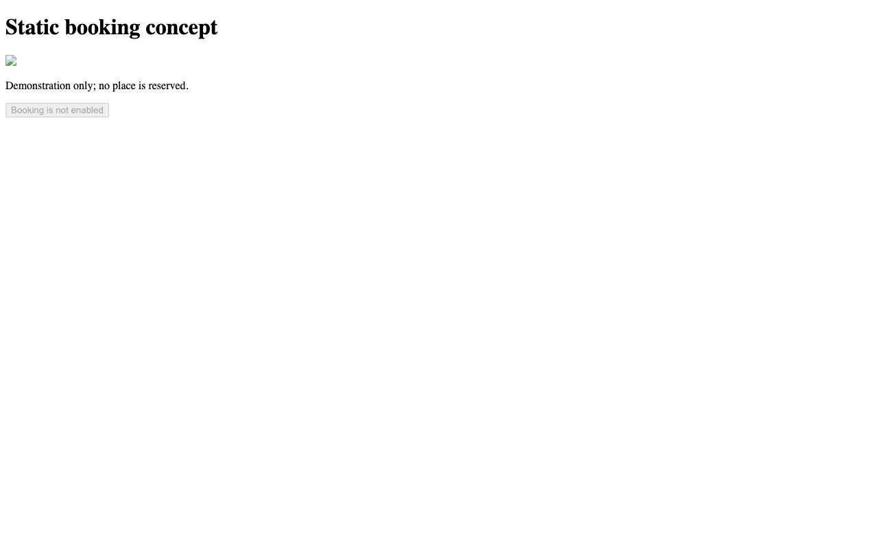 The original checker input rendering as a static booking concept with a missing image.