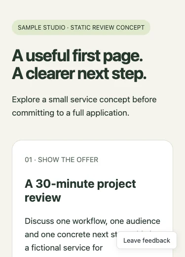 The original service-review page at a narrow mobile viewport.
