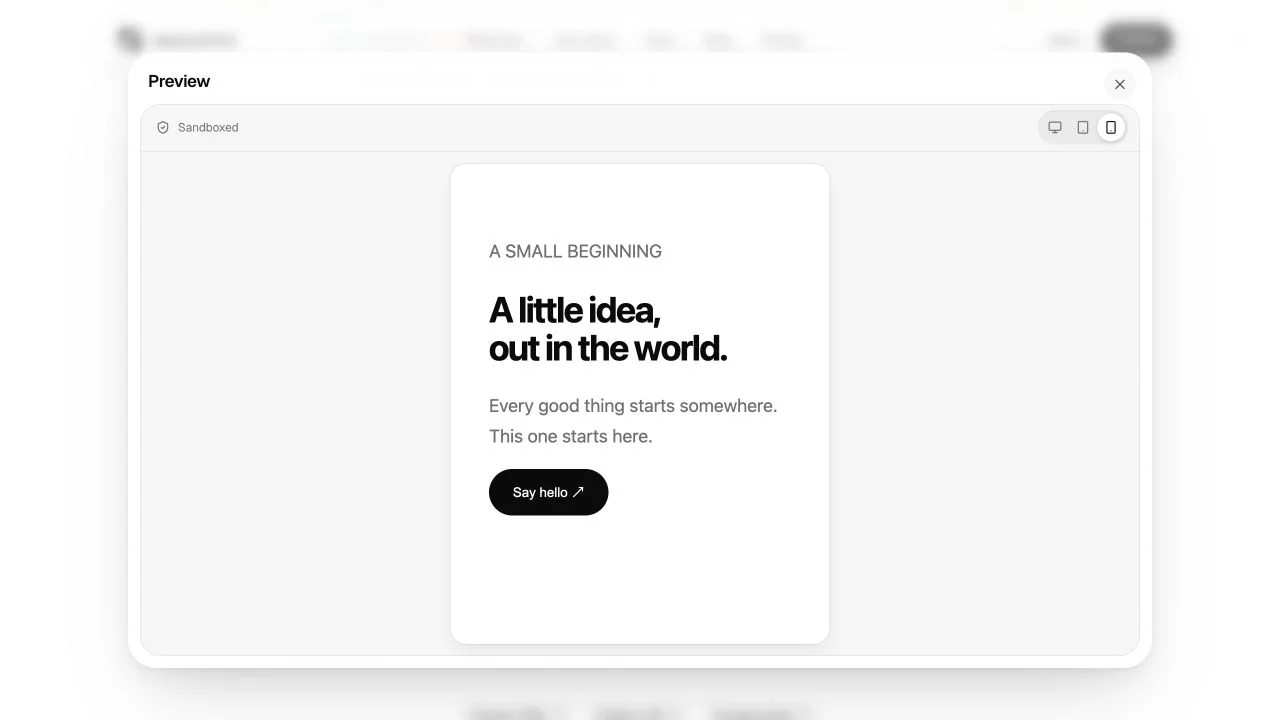 The same original webpage in DeployHTML’s mobile preview.